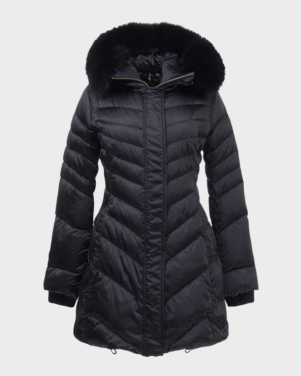 Apres-Ski Chevron Jacket w/ Detachable Toscana Lamb Hood Tri